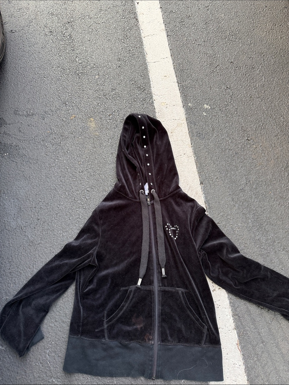 Disney Parks Mickey Mouse Black Velour Zip Hoodie with Stud Accents